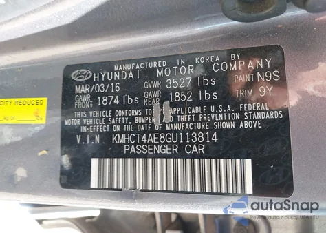 2016 Hyundai Accent Se из США, поврежденный, VIN KMHCT4AE8GU113814